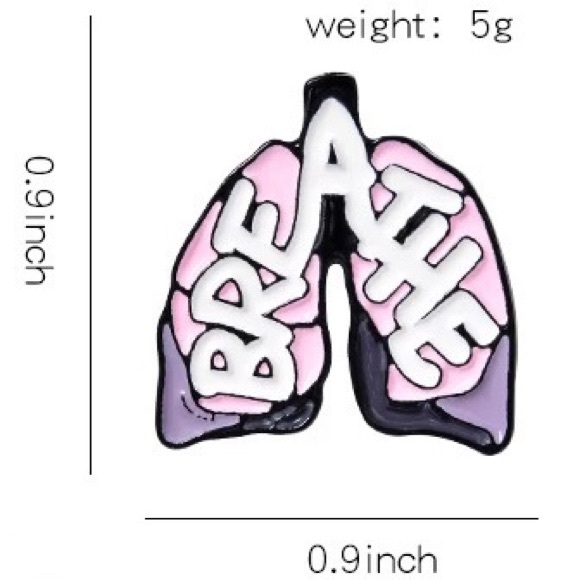 BREATHE Enamel Pin Lungs Anatomy Mental Health Yoga Brooch Gift - Picture 3 of 7